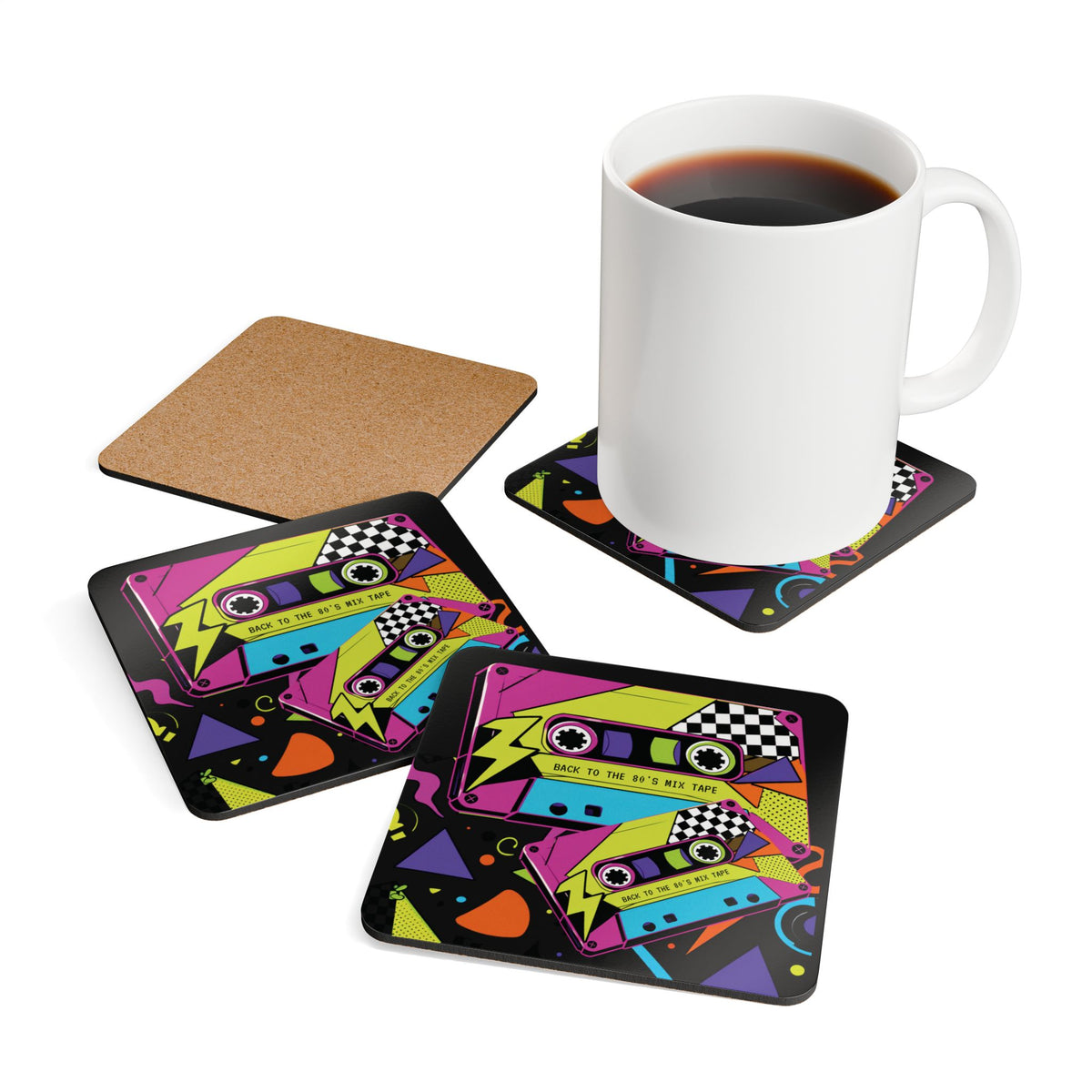 Double Album Retro 80s Cassette Coaster Set — 'Back to the 80's Mix Tape'