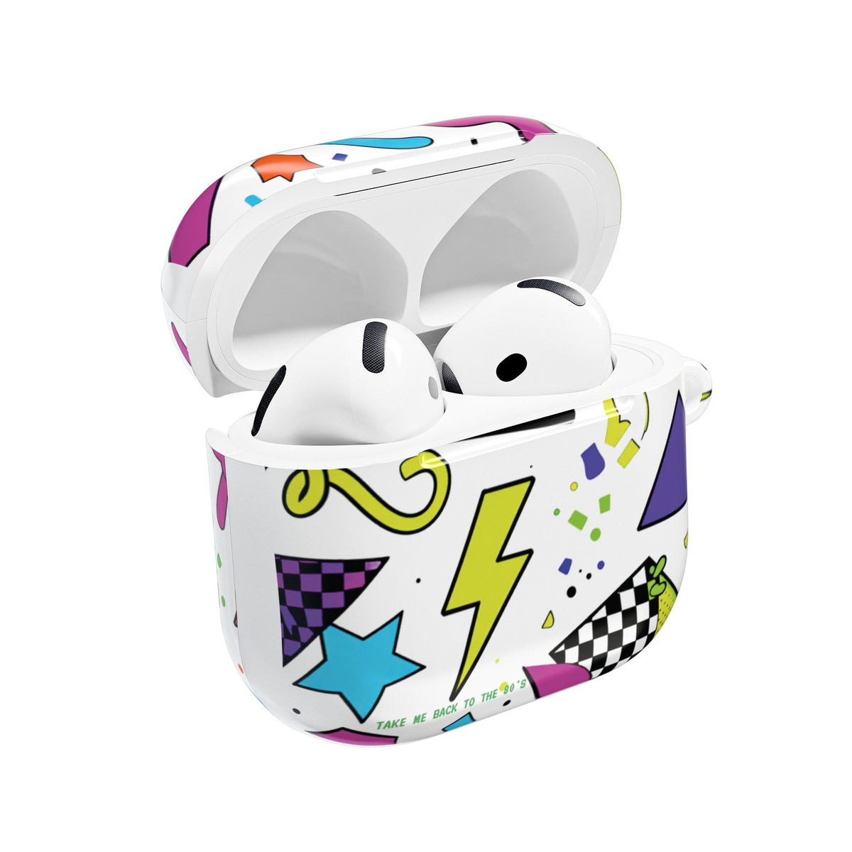 Retro 80s Geometric AirPod Case — Bold Shapes & Lightning Bolt Design