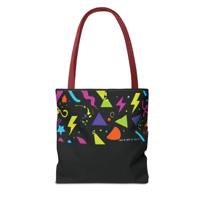 Retro 80s Cassette Tote Bag — 'Back to the 80's Mix Tape' Neon Music Tote