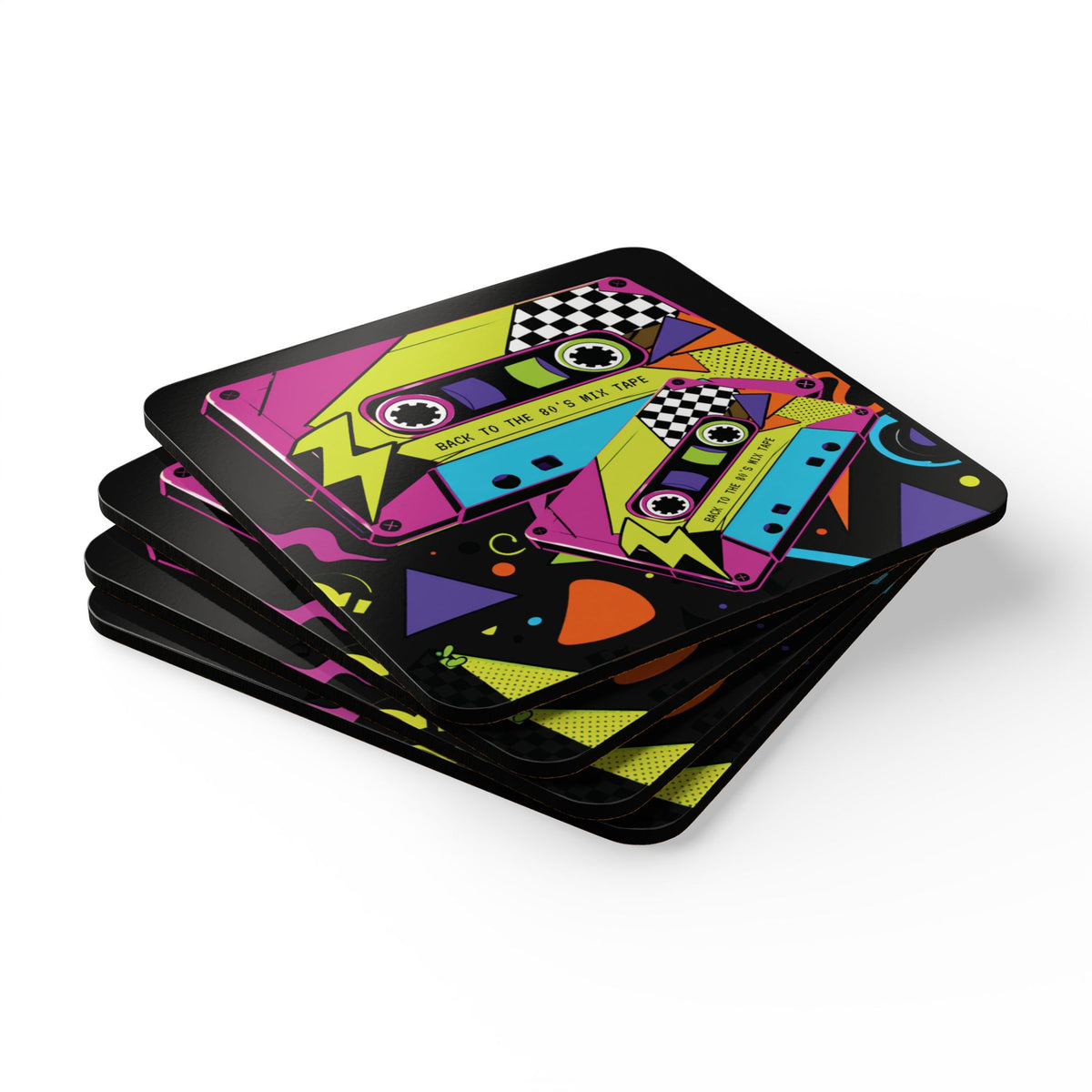 Double Album Retro 80s Cassette Coaster Set — 'Back to the 80's Mix Tape'