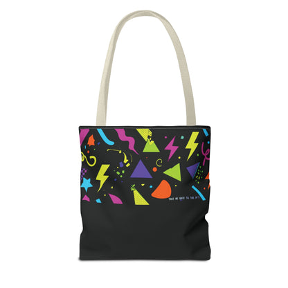 Retro 80s Cassette Tote Bag — 'Back to the 80's Mix Tape' Neon Music Tote