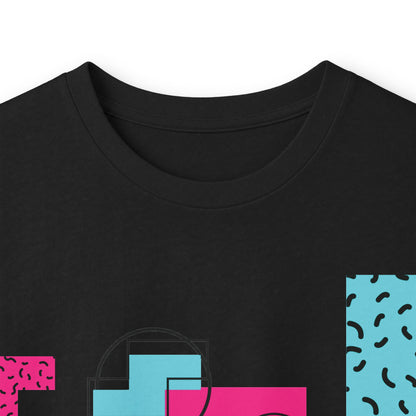 Retro Geometric Long Sleeve Tee — 80s Memphis Pattern Graphic