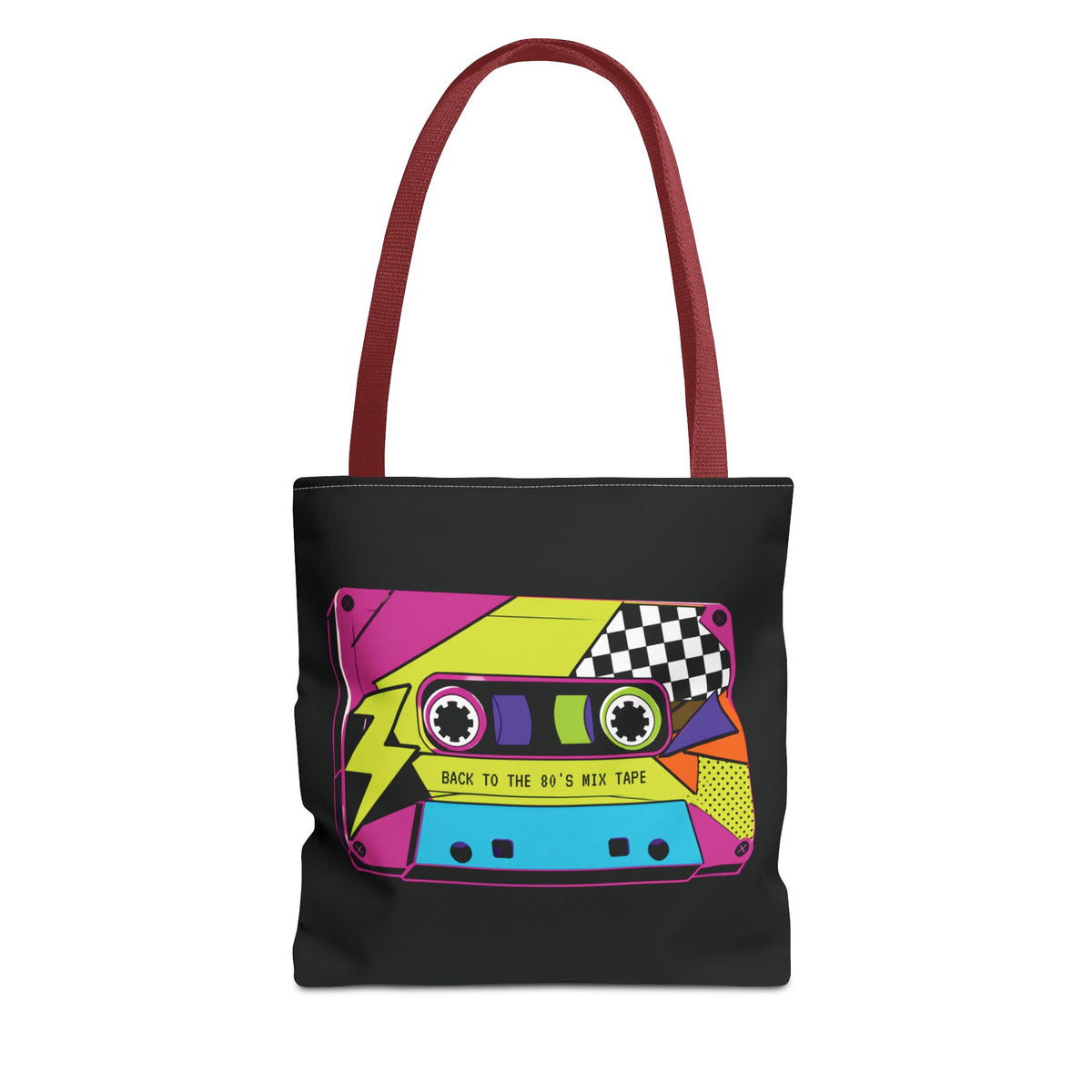 Retro 80s Cassette Tote Bag — 'Back to the 80's Mix Tape' Neon Music Tote