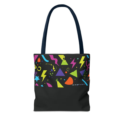 Retro 80s Cassette Tote Bag — 'Back to the 80's Mix Tape' Neon Music Tote