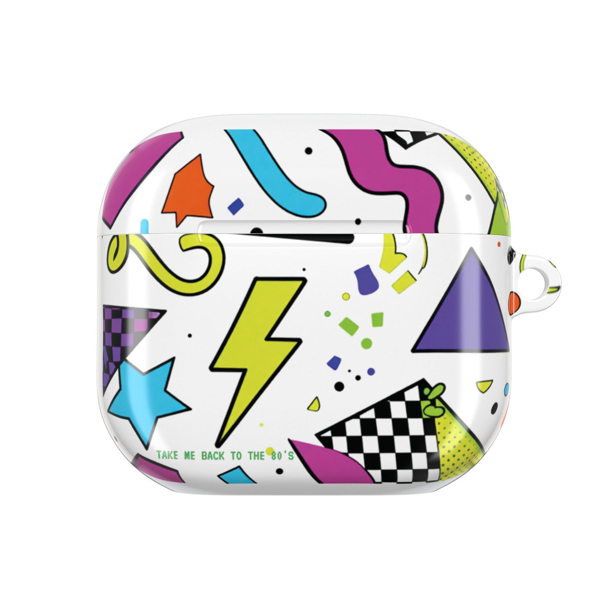 Retro 80s Geometric AirPod Case — Bold Shapes & Lightning Bolt Design