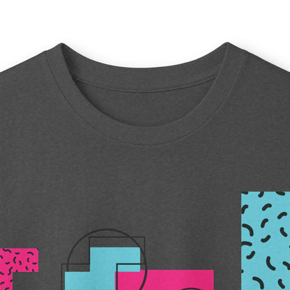 Retro Geometric Long Sleeve Tee — 80s Memphis Pattern Graphic