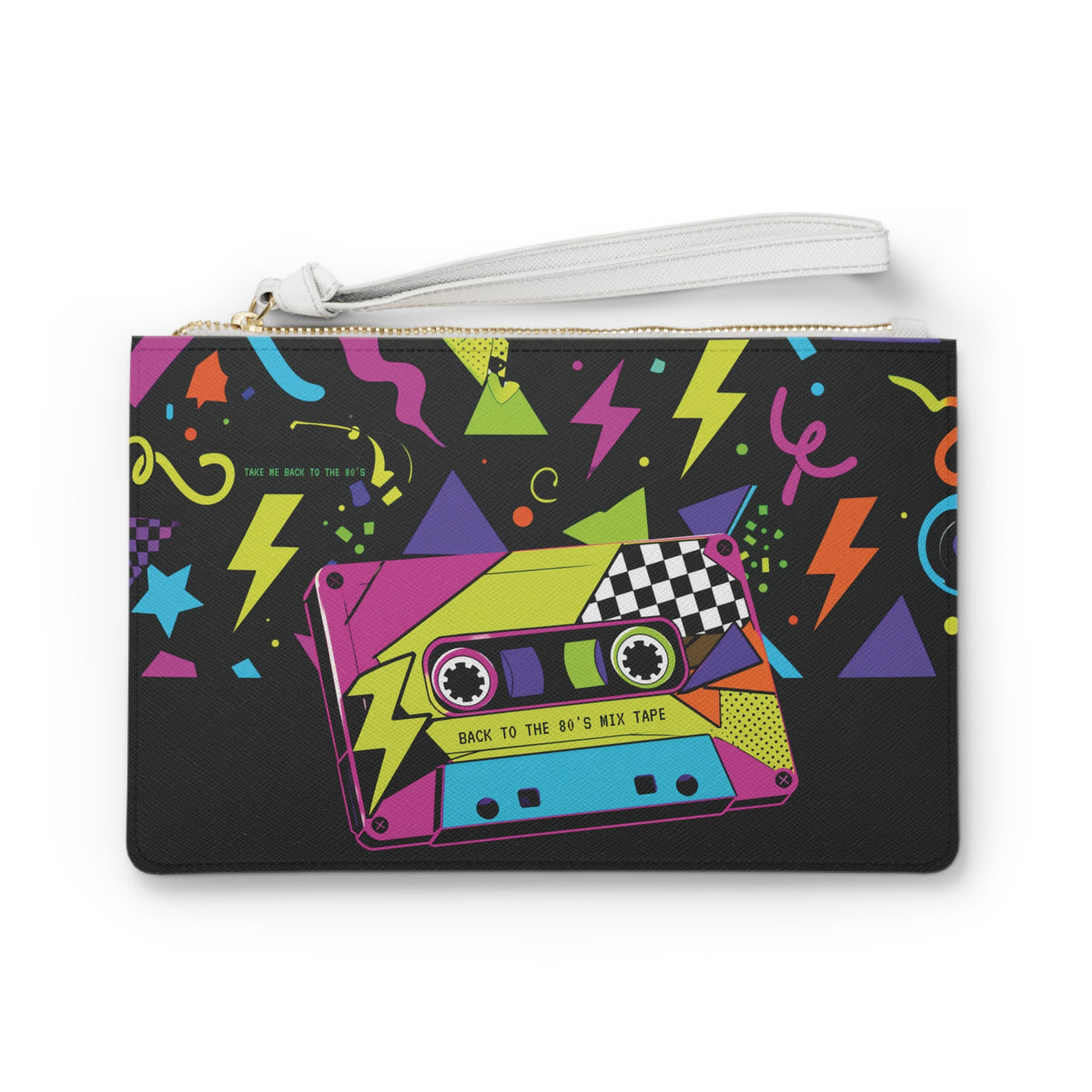 Black/Multi Retro 80s Mixtape Clutch Bag — Cassette Wristlet Purse