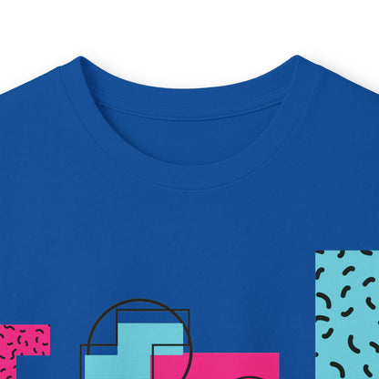 Retro Geometric Long Sleeve Tee — 80s Memphis Pattern Graphic