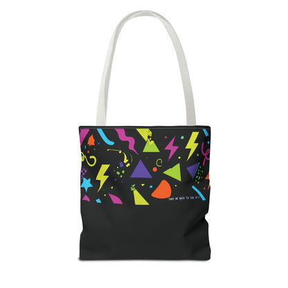 Retro 80s Cassette Tote Bag — 'Back to the 80's Mix Tape' Neon Music Tote